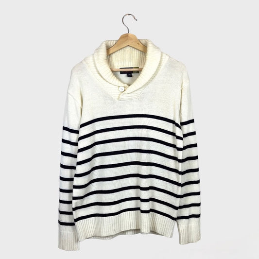I-Link Premium Quality Black Stripped Shawl Collar Pullover Sweater